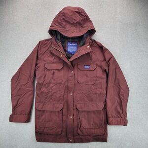 Penfield Mens 60/40 Mountain Parka Jacket Burgundy Maroon Plaid Hooded Size M